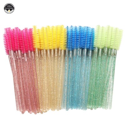 Disposable crystal Glitter handle mascara brush for eyelash extension micro brushes wand